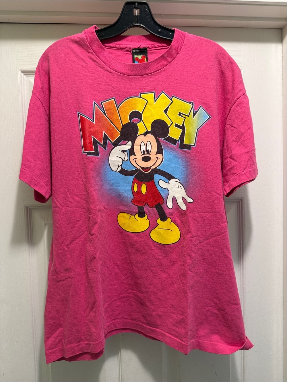 90s Mickey Mouse Hot Pink Graphic Tee Oversized USA Made